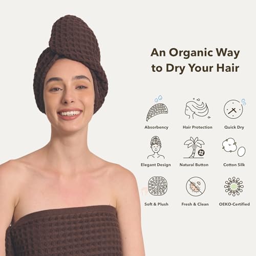 Luxury Organic Japanese Cotton Hair Drying Waffle Towel Wrap - Image 3