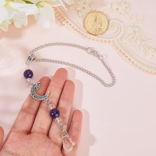 Purple Amethyst Hanging Car Charm Stone Bead Boho Cute Auto Rearview Mirror - Image 3