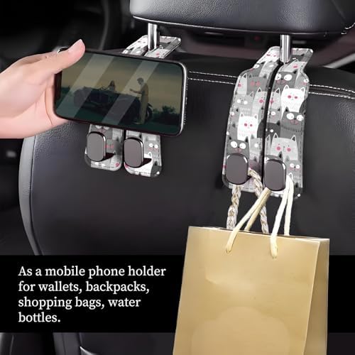 Car Seat Headrest Hook, Universal Leather Cute Hanger Holder Hook, Storage - Image 2