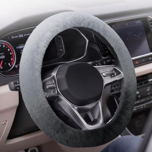Coverado Winter Fluffy Steering Wheel Cover, Upgraded Anti-Slip Fuzzy Furry Car by COVERADOAUTO