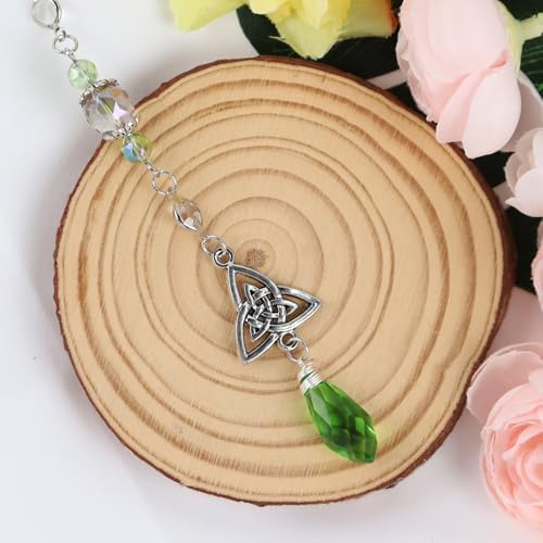 Celtic Knot Irish Green Crystal Rearview Mirror Charm Suncatcher - Image 5