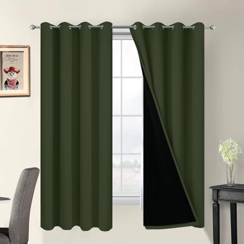 Yakamok Greyish Green 100% Blackout Curtains 63 Inches Long 52" Wide by Yakamok