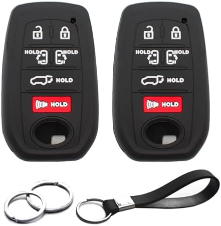 2pcs Compatible with Toyota Sienna Smart 6 Buttons Key Fob Cover Case Key Chain by INFIPAR
