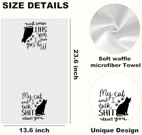 Funny Cat Kitchen Towels Humorous Waffle Soft Dish Hand Towel - Image 2