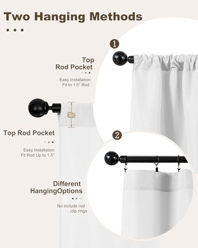 Outdoor Curtains for Patio Waterproof Rod Pocket 8 Pcs 54x84 Inch White - Image 3