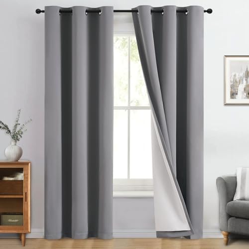 Yakamok Grey 100% Blackout Curtain Panels 84 inches, 2 Panels by Yakamok