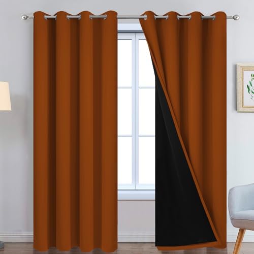 Yakamok Burnt Orange 100% Blackout Curtains 96 Inches Long 52" Wide 2 PCS by Yakamok