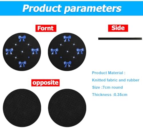 2PCS Car Coasters Rhinestone Bow Cup Holder Pad Anti-Slip Blue - Image 2