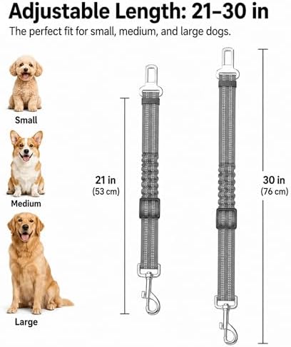 Dog Travel Tether 2Pcs, Adjustable Pet Travel Connector Strap - Image 5