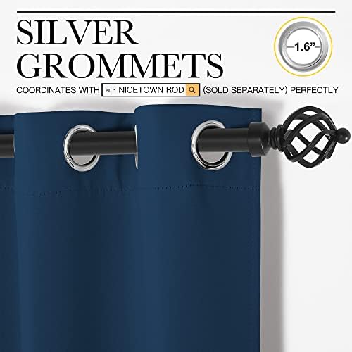 NICETOWN Bedroom Curtain Panels, 1 Pair, 34 by 72-inch, Moroccan Blue - Image 3