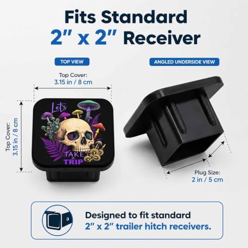 Mushroom Skull 2" Hitch Cover, Rubber Towing Hitch Covers Hitch Protector - Image 2