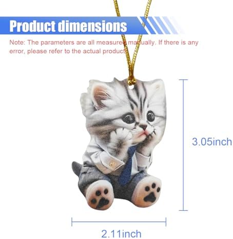 2D Flat Cat Car Rear View Mirror Charm, Acrylic Car Rear View Mirror Hanging - Image 2