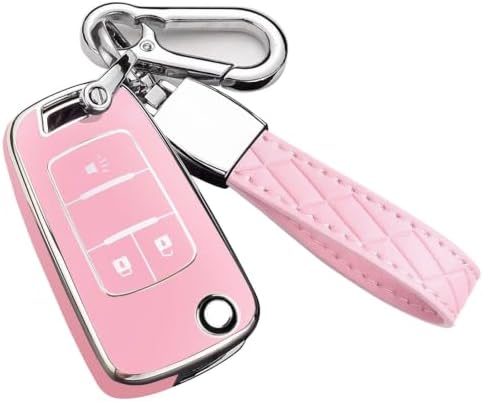 Key Fob Cover for Chevy with Keychain, Premium TPU for Buick GMC 3B-Pink by Cacacar