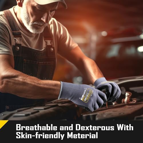 COOLJOB 6 Pairs Nitrile Rubber Coated Nylon Safety Work Gloves Pack Bulk - Image 3