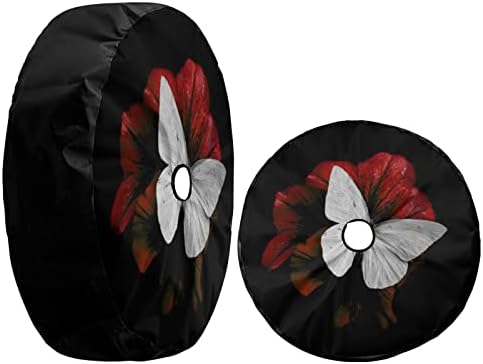 Delerain Spare Tire Cover with Backup Camera Hole Butterfly and Red Blossom - Image 3