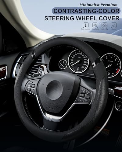 Cxtiy Car Steering Wheel Cover for Men Women Universal Leather Steering Covers - Image 2