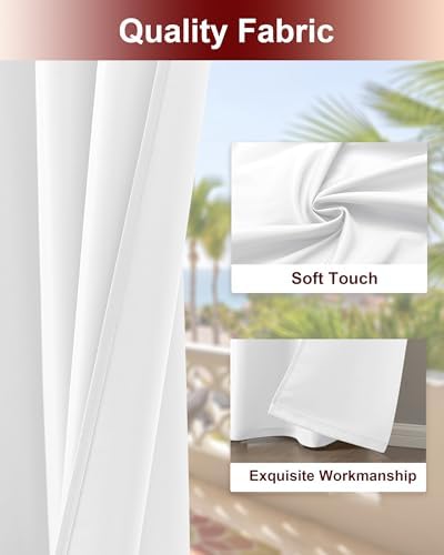 White Grommet Outdoor Curtains for Patio Waterproof 8 Pcs 54x120 In - Image 4