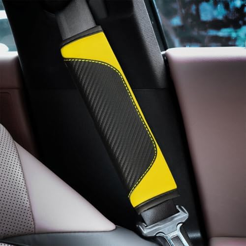 AUCELI 2PCS Carbon Fiber Car Seat Belt Cover, Breathable Leather - Image 3
