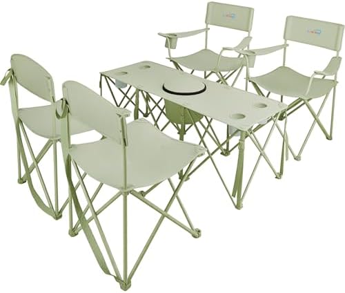 5 Pcs Camping Chair and Folding Camping Table Set, Outdoor Folding Picnic by Colorsoul