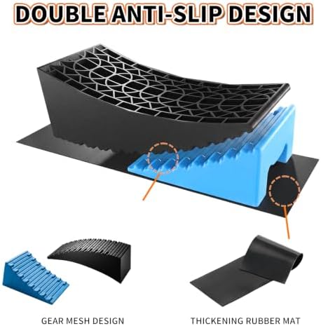 OULEME 2 PK RV Leveling Block, Dual Axle Trailer Curved Leveler Ramp - Image 5
