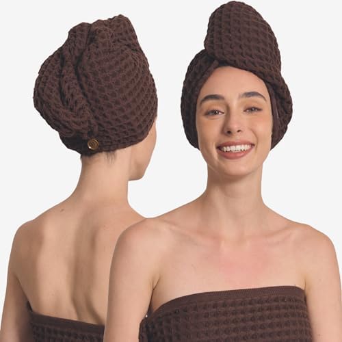 Luxury Organic Japanese Cotton Hair Drying Waffle Towel Wrap by KOSMU