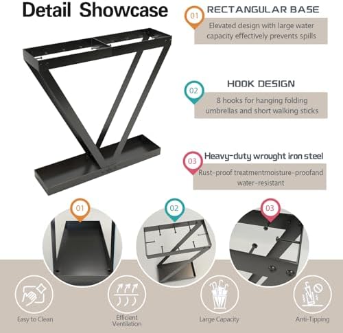 Umbrella Holder for Entryway, Metal Umbrella Storage Rack Ideal for Home Office - Image 4