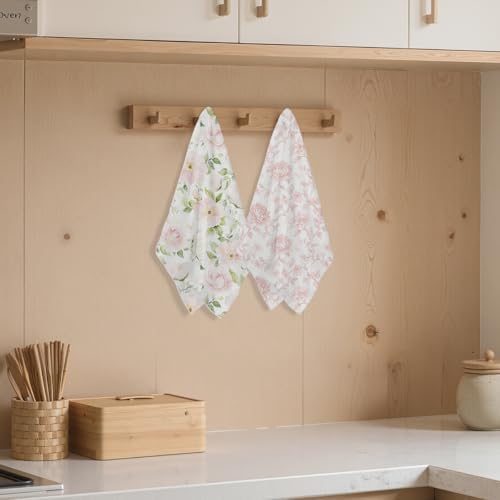 2 Pcs Floral Rose Patterns Kitchen Towels Dish Towel - Image 3