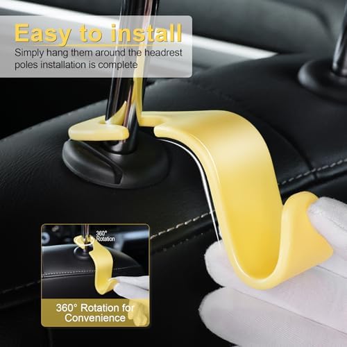 LivTee Car Seat Headrest Hook, Car Headrest Hidden Hook, 4 Pack Universal Auto - Image 4