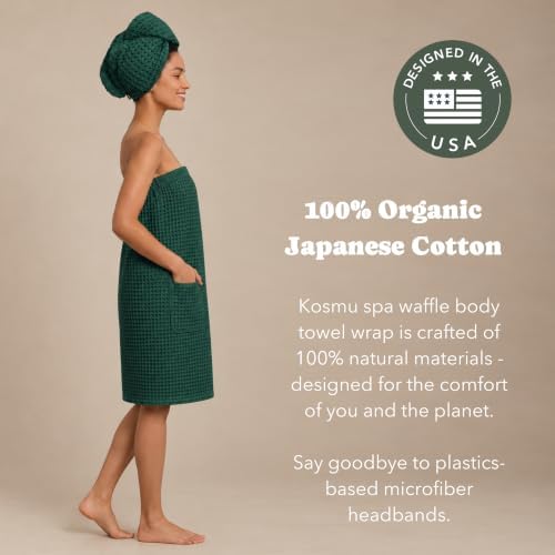 Luxury Organic Japanese Cotton Waffle Body Towel Wrap - Image 3