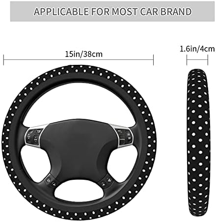 Black and White Polka Dot Steering Wheel Covers Non Slip Neoprene Steering - Image 2