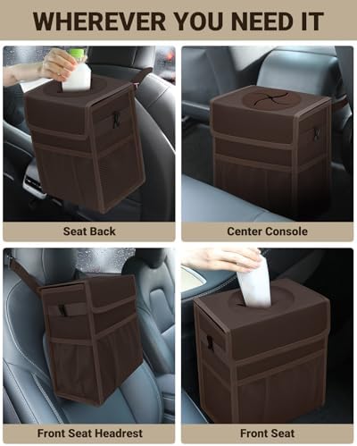 Capolo Car Trash Can with Lid, Leakproof Car Garbage Can Car Trash Bag - Image 6