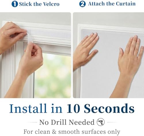 100% Blackout Curtains for Bedroom Stick On Curtains Window Shades Pull Down - Image 3