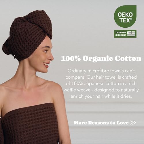 Luxury Organic Japanese Cotton Hair Drying Waffle Towel Wrap - Image 4