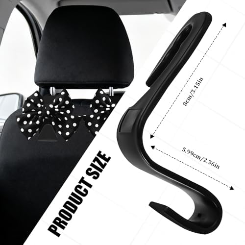 2PCS Car Seat Headrest Hooks, Car Bag Hooks, Cute Bow Knot Vehicle Seatback - Image 2