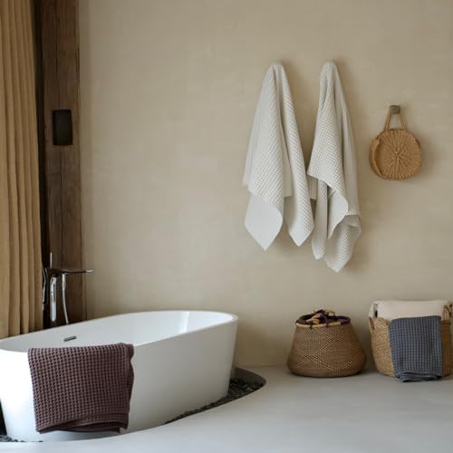 Luxury Organic Japanese Cotton Waffle Bath Towel | Thick, Quick Dry Bathroom - Image 3