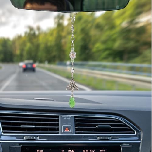 Celtic Knot Irish Green Crystal Rearview Mirror Charm Suncatcher - Image 3