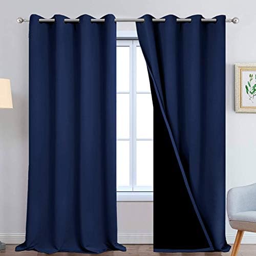 Yakamok Navy Blue 100% Blackout Curtains 108 Inches Long 52" Wide, 2 Panels by Yakamok