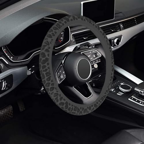 Black Leopard Cheetah Steering Wheel Cover, Anti-Slip Universal Car Steering - Image 2