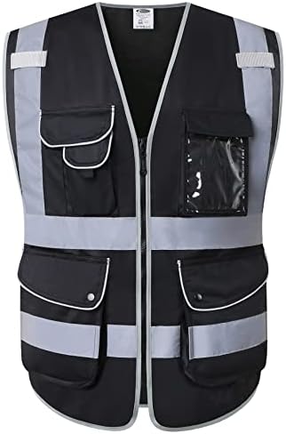 JKSafety Safety Vest for Men Women Reflective Hi Vis JK150 Black XXL by JKSafety