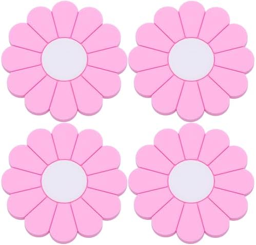 4-Pack Car Cup Holder Coaster Inserts, Daisy Shape, 2.75 Inch Non-Slip Silicone by MEAJOO