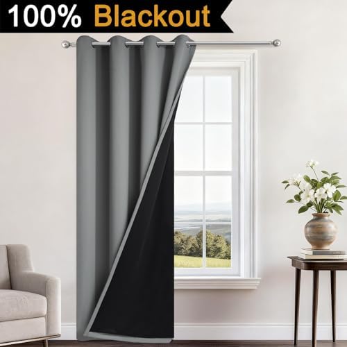Yakamok Grey Blackout Curtains 96 Inches Long - Image 2