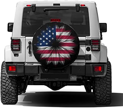 Delerain USA Flag Flower Spare Tire Cover Wheel Protectors Sun Protector - Image 2