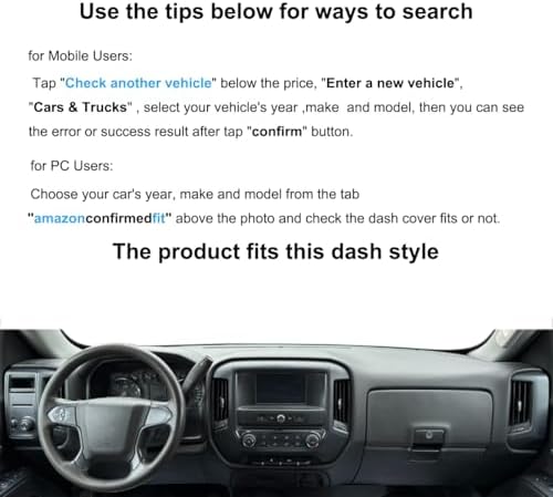 Dash Cover for GMC Sierra/Chevy Chevrolet Silverado 1500 2014-18 Y32 - Image 3