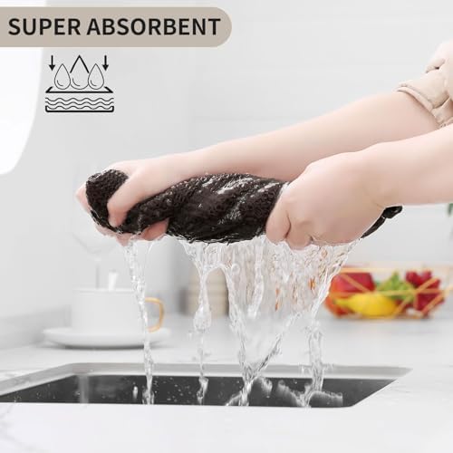 Kitinjoy 100% Cotton Waffle 4-Pack Kitchen Towels, Dark Brown - Image 3