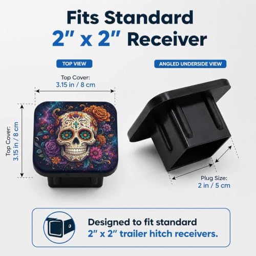 Day of The Dead Sugar Skull Galaxy Space 2" Hitch Cover, Rubber Towing Hitch - Image 2