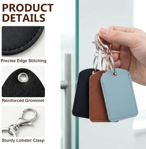 PAGOW 2.3x1.8in Key Fob Holder, PU Leather RFID Key Case Protector - Image 4
