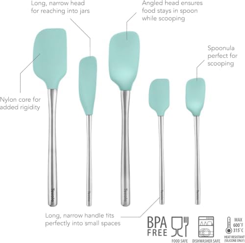 Tovolo Stainless Steel Handled Silicone Spatula Set of 5, Dishwasher Safe - Image 2