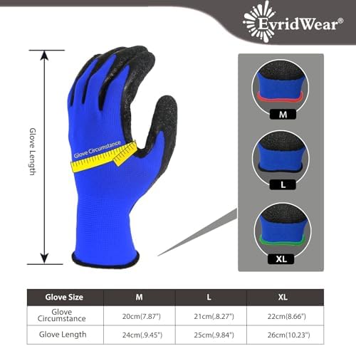 Evridwear Crinkle Latex Rubber Hand Coated Safety Work Gloves - Image 5