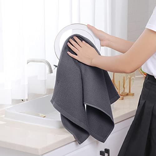 Homaxy 100% Cotton Waffle Weave Kitchen Dish Towels 24-Pack, Dark Grey - Image 4