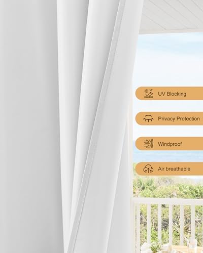 Outdoor Curtains for Patio Waterproof Rod Pocket 6 Pcs 54x95 Inch White - Image 4